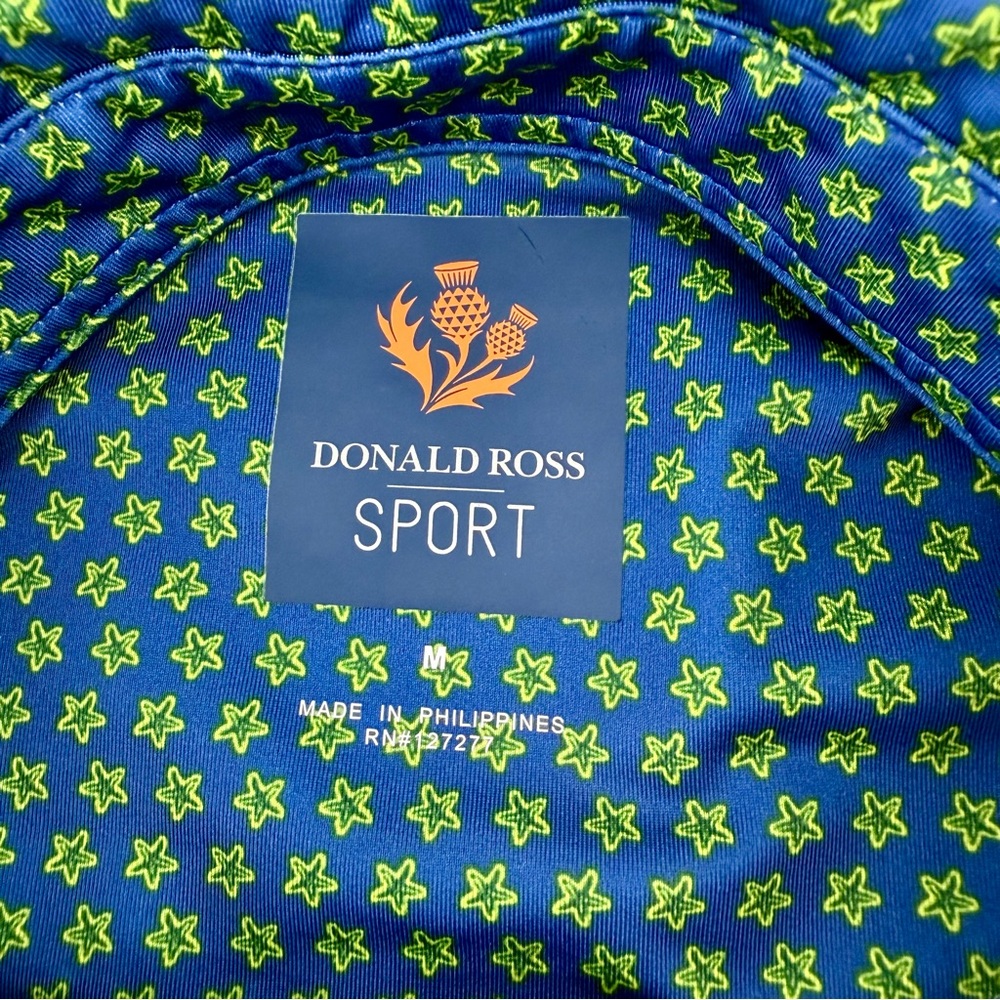 Donald Ross Sport Men’s Golf Polo Shirt Medium Blue Green Star Print Sport Fit - Picture 4 of 9